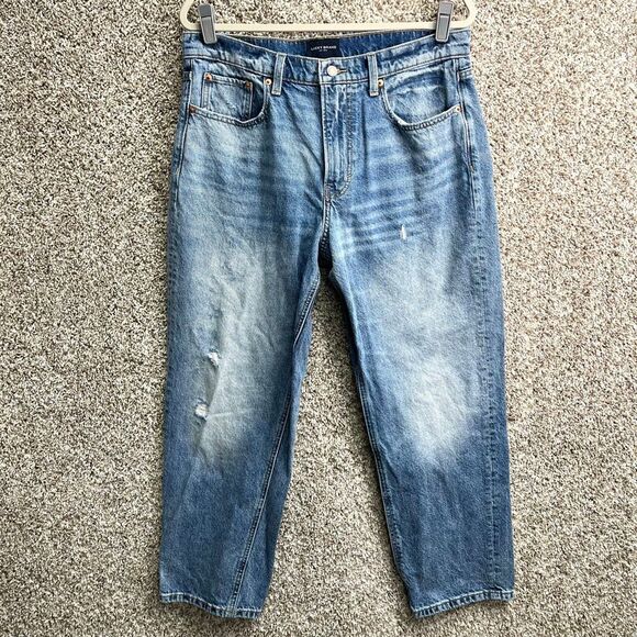 Lucky Brand Jeans Women’s 12/31 Boy Mid Rise Relaxed Straight Leg Denim Blue - Picture 1 of 10